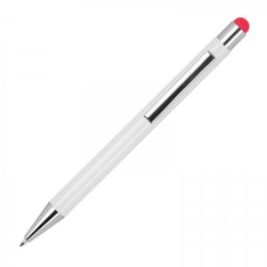 Długopis aluminiowy touch pen soft touch JEAN z logo, kolor lub wariant czerwony · ujęcie 3